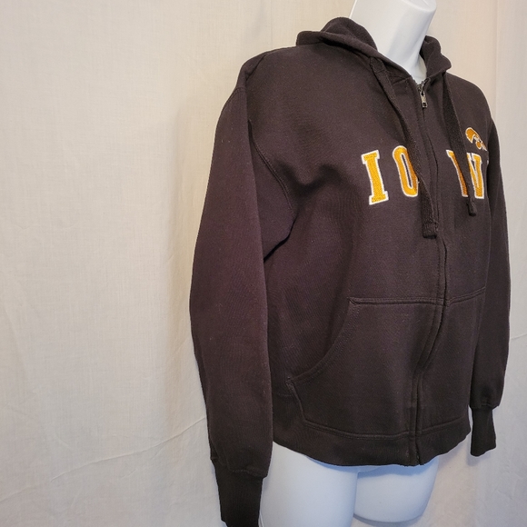 Black With Gold Embroidered IOWA Hooded Jacket - Picture 3 of 10